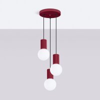 Pendelleuchte Glas Aluminium G9 B:25 cm in Burgund