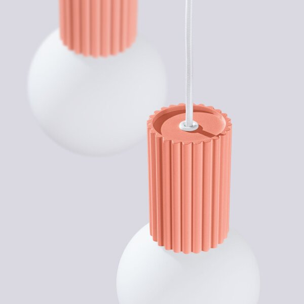Pendelleuchte Glas Aluminium Pfirsich G9 B:25 cm 3-flmg