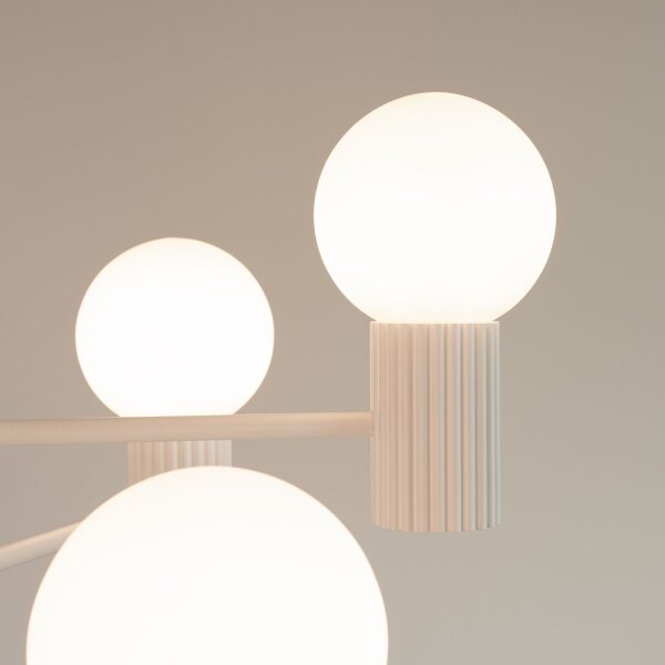 Kronleuchter Aluminium Glas Weiß G9 B:64 cm 6-flammig