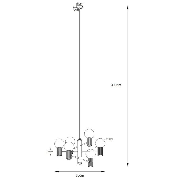 Kronleuchter Aluminium Glas Weiß G9 B:64 cm 6-flammig