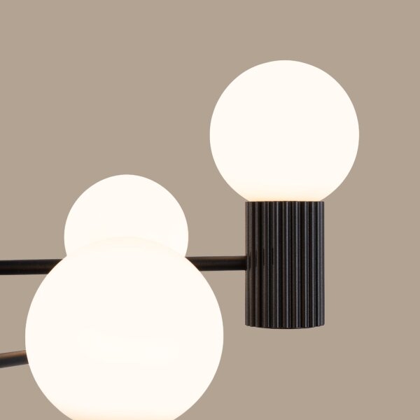 Kronleuchter Aluminium Glas Schwarz G9 B:64 cm 6-flmg