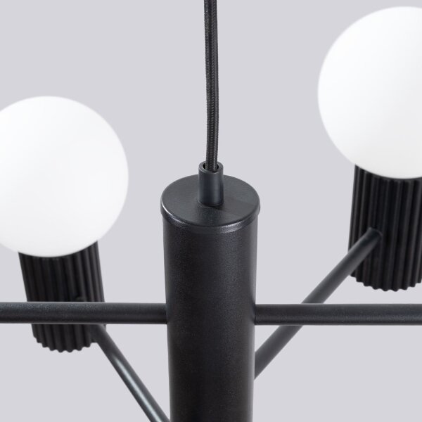Kronleuchter Aluminium Glas Schwarz G9 B:64 cm 6-flmg