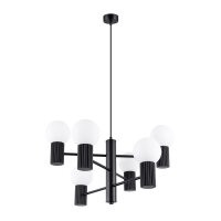 Kronleuchter Aluminium Glas Schwarz G9 B:64 cm 6-flmg