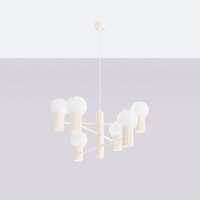 Kronleuchter Aluminium Glas Beige G9 B:64 cm 6-flammig