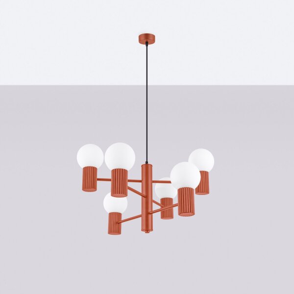 Kronleuchter Aluminium Glas Ocker G9 B:64 cm 6-flammig
