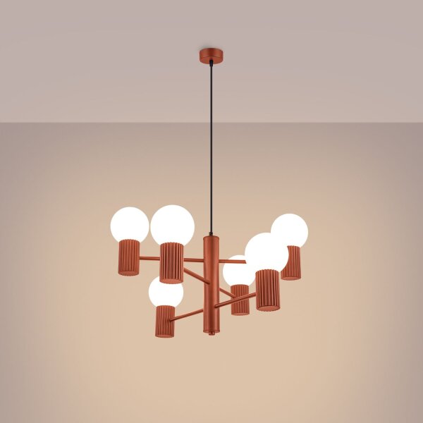 Kronleuchter Aluminium Glas Ocker G9 B:64 cm 6-flammig