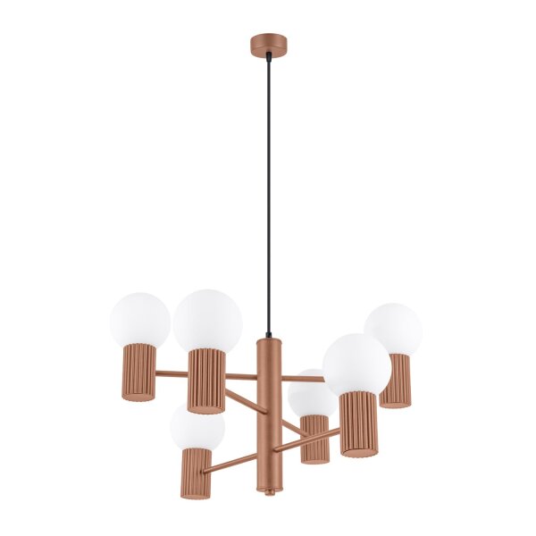 Kronleuchter Aluminium Glas Mokka G9 L:64 cm 6-flammig