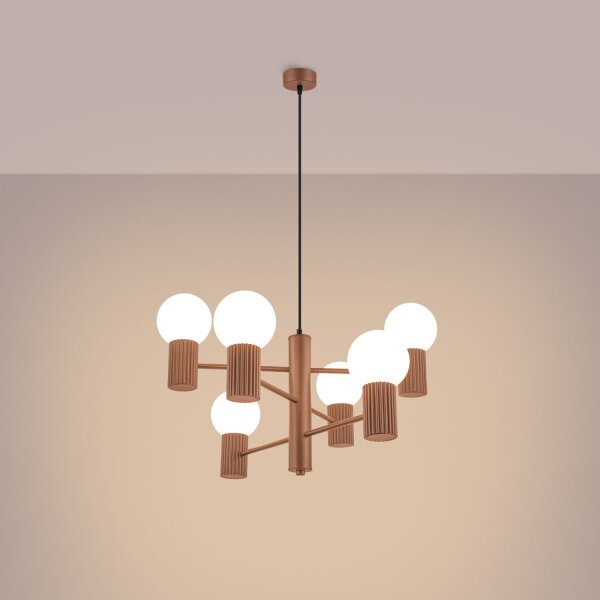 Kronleuchter Aluminium Glas Mokka G9 L:64 cm 6-flammig