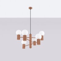 Kronleuchter Aluminium Glas Mokka G9 L:64 cm 6-flammig