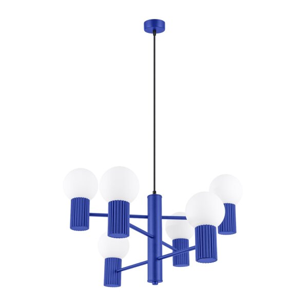 Kronleuchter Marineblau Aluminium Glas G9 6-flammig