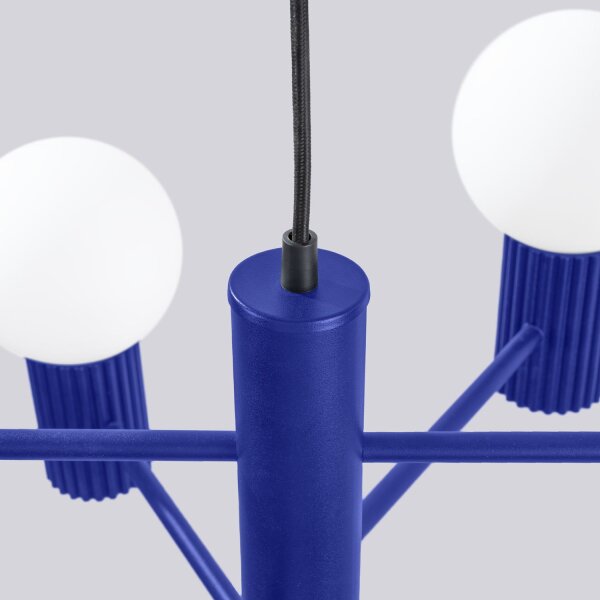 Kronleuchter Marineblau Aluminium Glas G9 6-flammig