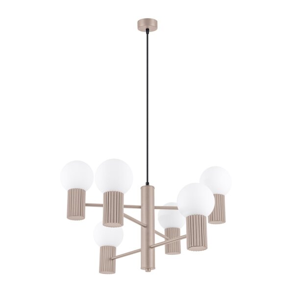 Kronleuchter Taupe Aluminium Glas G9 6-flammig L:64 cm