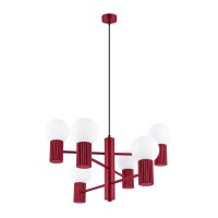 Kronleuchter Aluminium Glas G9 6-flmg L:64 cm Burgund