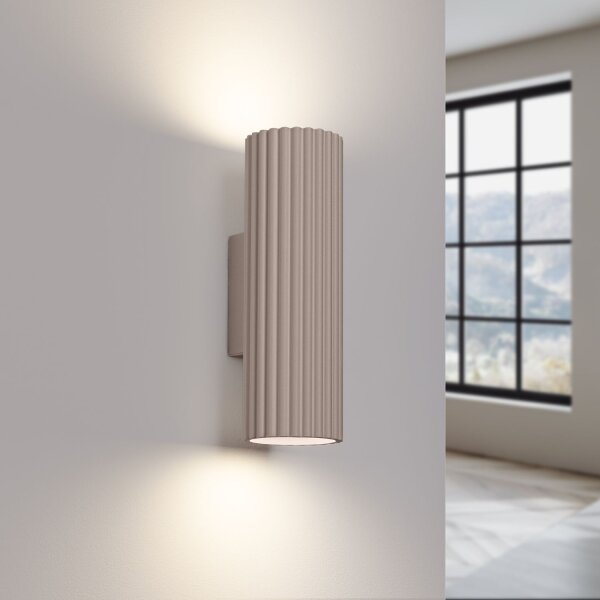 Up Down Wandleuchte Aluminium Taupe GU10 H:20 cm 2-flmg