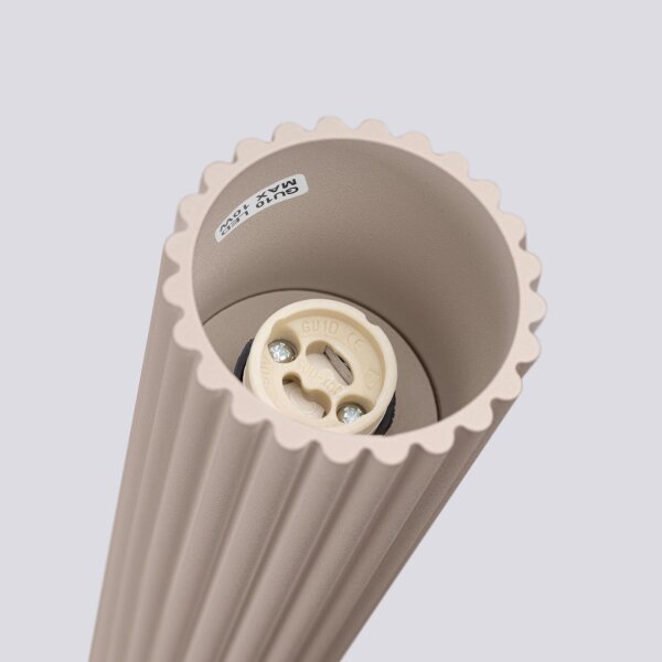 Deckenleuchte Aluminium Taupe Riffel GU10 Ø6,5 cm rund