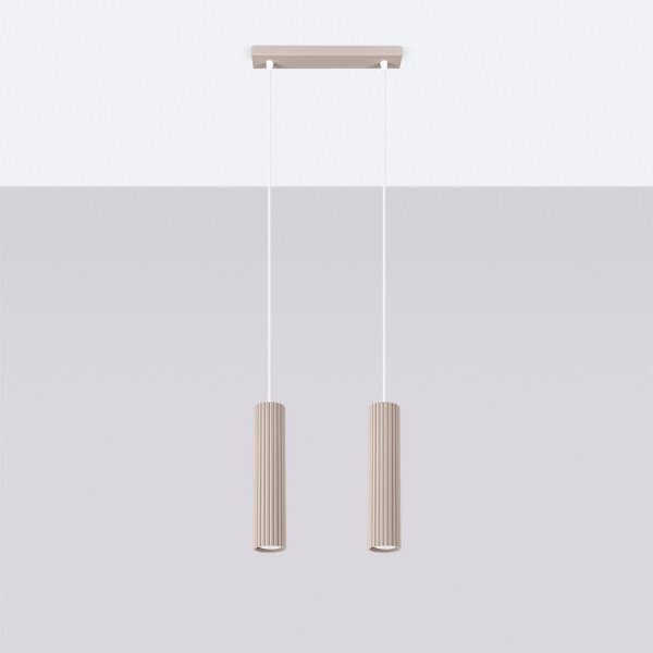 Pendelleuchte Aluminium Taupe GU10 30 cm 2-flammig