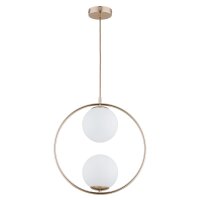 H&auml;ngelampe Kugelschirm 38,5 cm Gold Wei&szlig; 2-flammig E14