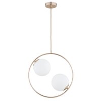 H&auml;ngelampe Glas Metall E14B 2-flammig Gold Wei&szlig; 38,5 cm