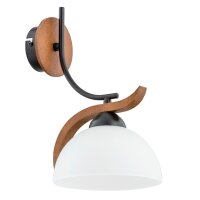 Wandleuchte Rustikal H: 31 cm Holz Weiß Schwarz E27...