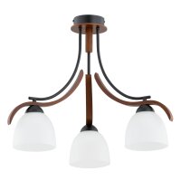Deckenleuchte Rustikal Glas Metall E27 52 cm 3-flammig...