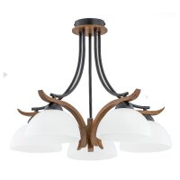 Deckenlampe Glas Metall 50 cm Holz Weiß Schwarz E27...