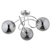 Deckenleuchte Chrom Grau 50 cm E14 3-flammig Retro Rauchglas