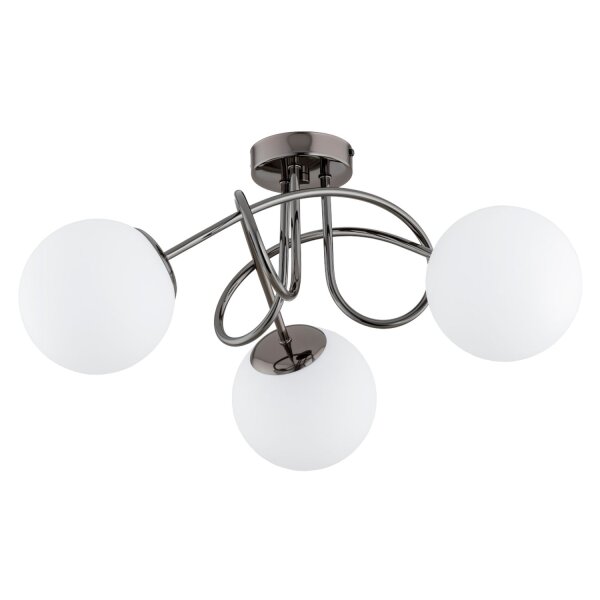 Deckenlampe Glas Metall E14 50 cm Schwarz-Chrom 3-flammig