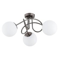 Deckenlampe Glas Metall E14 50 cm Schwarz-Chrom 3-flammig