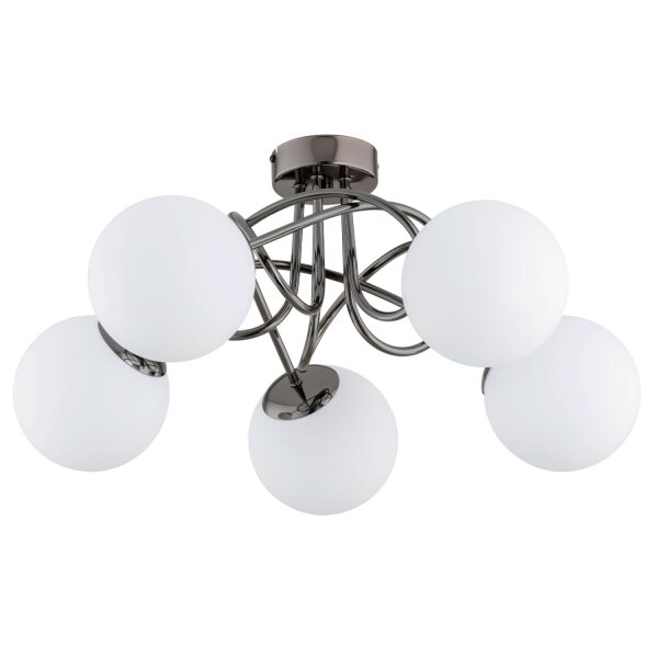 Deckenlampe Glas Metall 51 cm Schwarz-Chrom E14 Retro