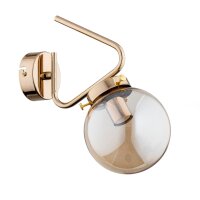Wandlampe Rauchglas Metall E14 29 cm Gold Retro Kugelschirm