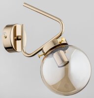 Wandlampe Rauchglas Metall E14 29 cm Gold Retro Kugelschirm