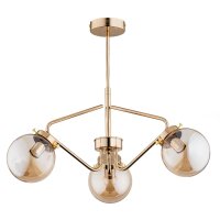 Deckenleuchte Rauchglas Metall 56 cm Gold E14 3-flammig...