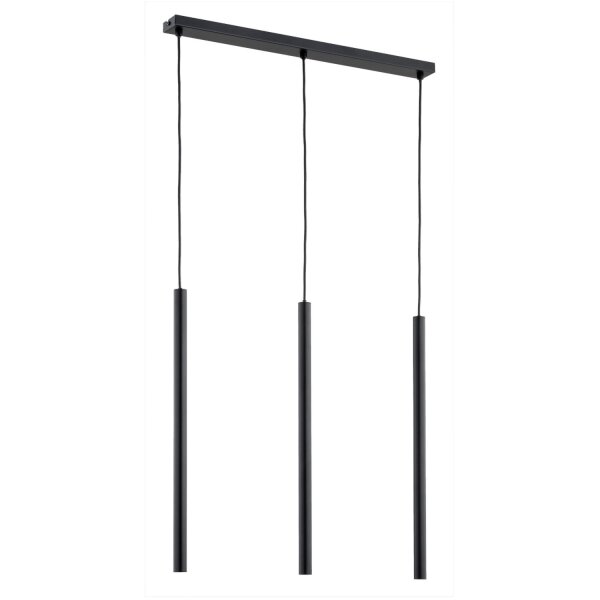 Hängelampe Schwarz Metall 60 cm 3-flammig Modern Hängeleuchte