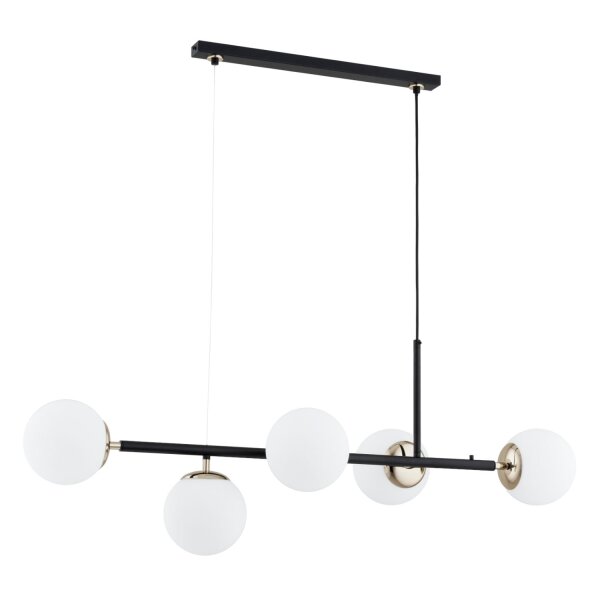 Hängeleuchte Schwarz Weiß 110 cm Retro Hängelampe Metall Glas