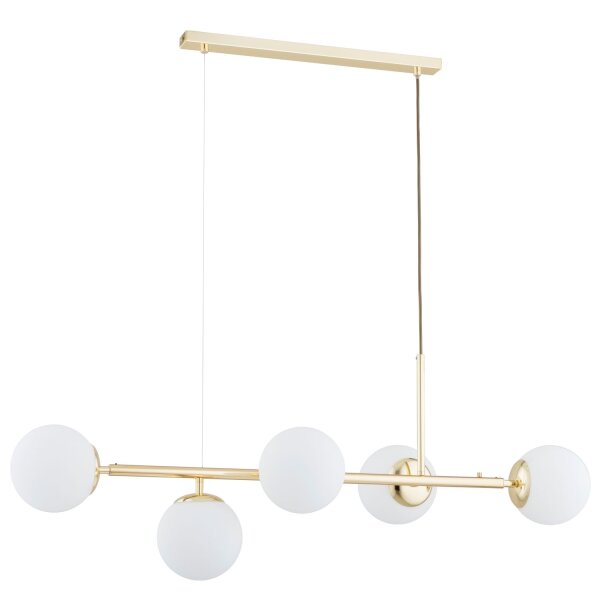 Hängeleuchte Gold Weiß 100 cm E14 5-flammig Retro Hängelampe