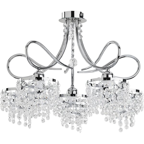Deckenleuchte Kristall Metall 48 cm Chrom 5-flammig E14 Modern