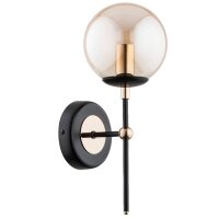 Wandlampe Kugelschirm 38 cm Rauchglas Metall E14 Schwarz