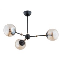 Deckenlampe Rauchglas Metall 65 cm Schwarz Beige Gold E14...