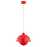 Hängelampe rund 27 cm Rot E27 Glas Metall Retro Design