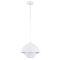 H&auml;ngelampe Wei&szlig; Metall Glas E27 Retro Design 27 cm rund