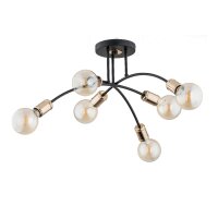 Deckenlampe Metall 6x E27 55 cm Schwarz Gold Retro Design