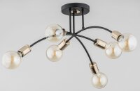 Deckenlampe Metall 6x E27 55 cm Schwarz Gold Retro Design