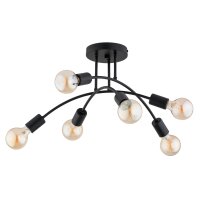 Deckenlampe Schwarz Metall 55 cm, 8x E27 Retro Design