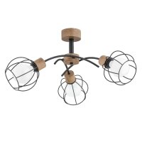 Deckenlampe Holz Schwarz 75 cm E27 3-flammig Retro Design