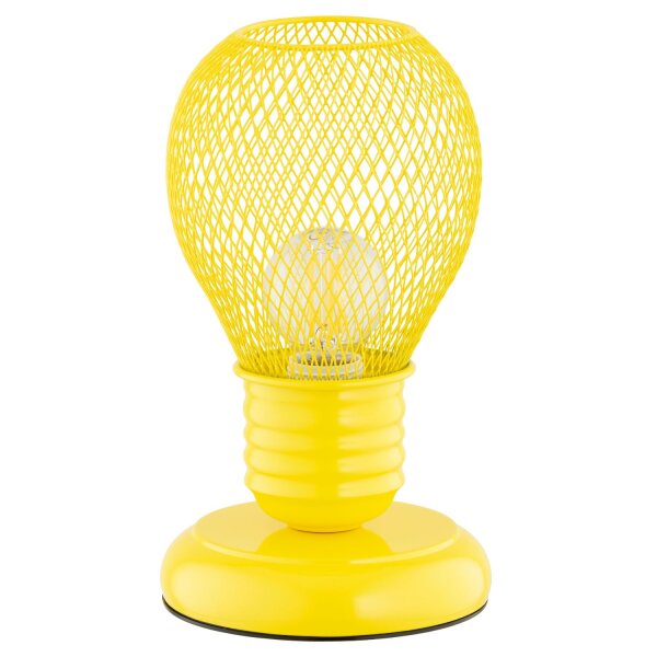 Tischlampe Kinderzimmer Gelb Metall 21 cm E14 Drahtschirm