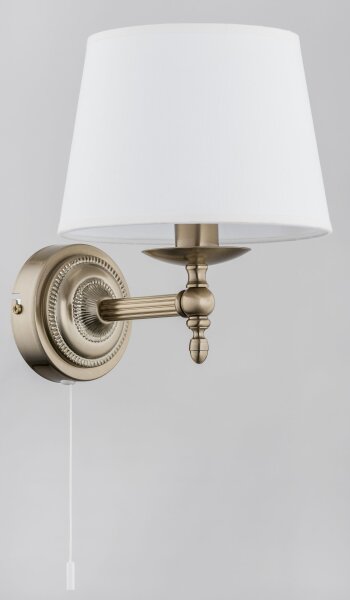 Wandleuchte E14 27 cm hoch Metall Stoff Gold Weiß Jugendstil