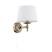 Wandleuchte E14 27 cm hoch Metall Stoff Gold Weiß...