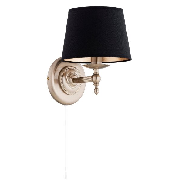 Wandlampe 27 cm hoch Stoff Metall Gold Schwarz E14 Jugendstil