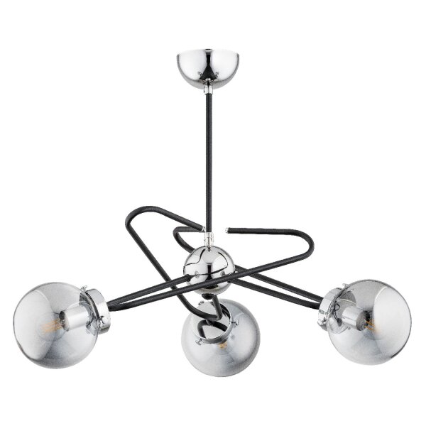 Deckenlampe Rauchglas Metall 60 cm 3-flammig Schwarz Grau