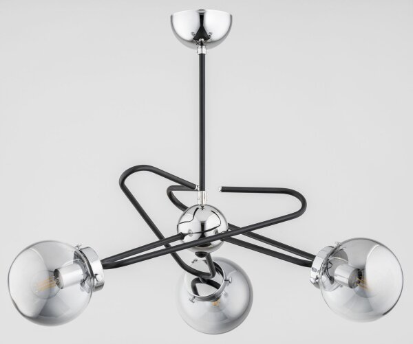Deckenlampe Rauchglas Metall 60 cm 3-flammig Schwarz Grau